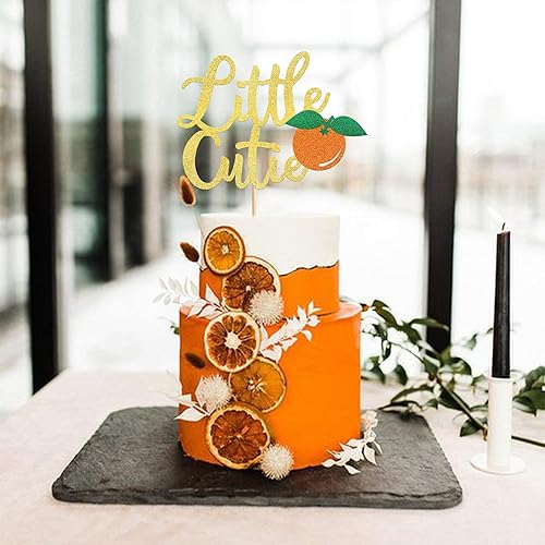 Miniatura 4 de Rsstarxi 1 paquete de decoración para tartas Little Cutie con purpurina de frutas cítricas y naranja, para temática de cítricos, baby shower, niños