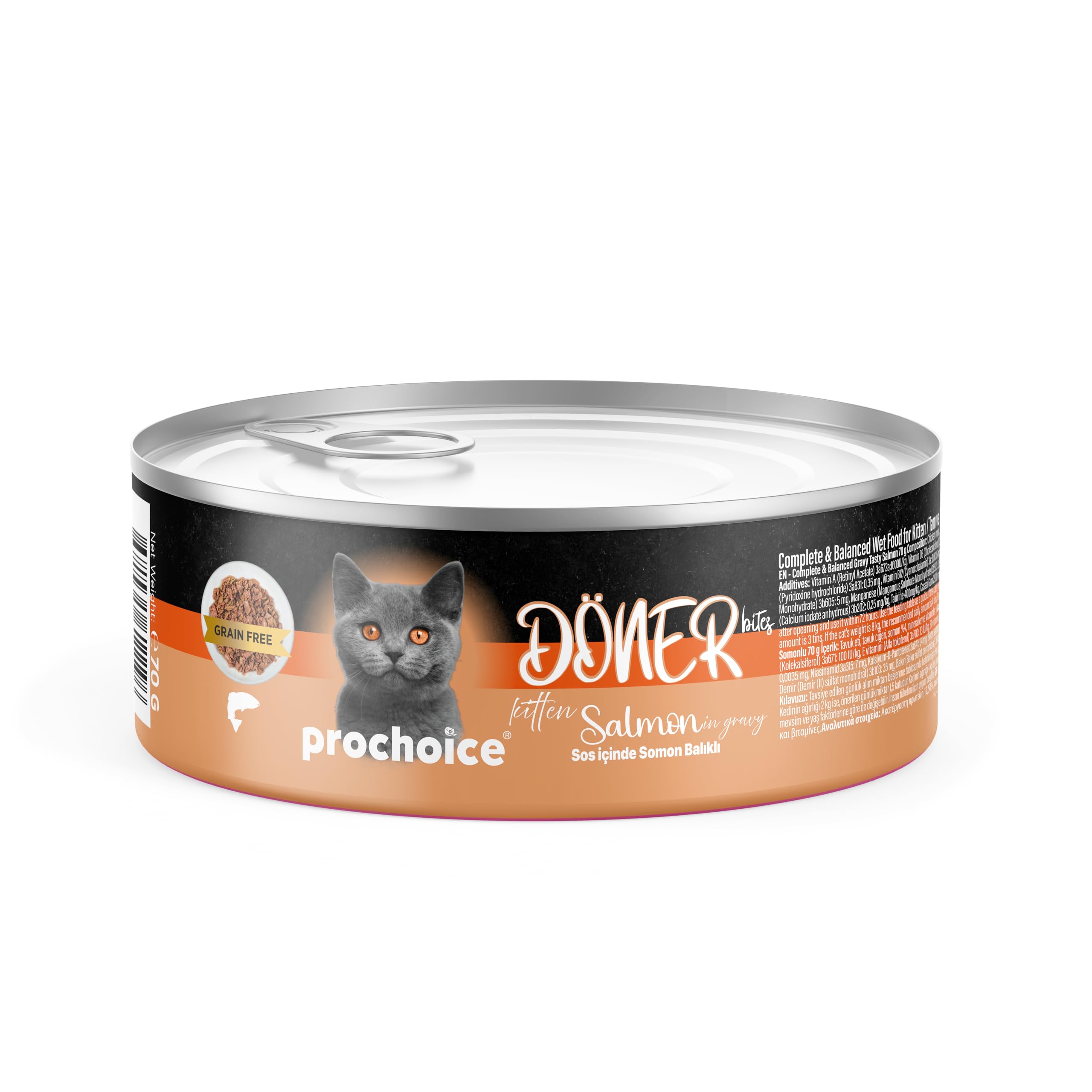 Prochoice Döner Salmon, Sos İçinde Somon Balıklı Tam & Dengeli Yavru Kedi Maması 70 gr