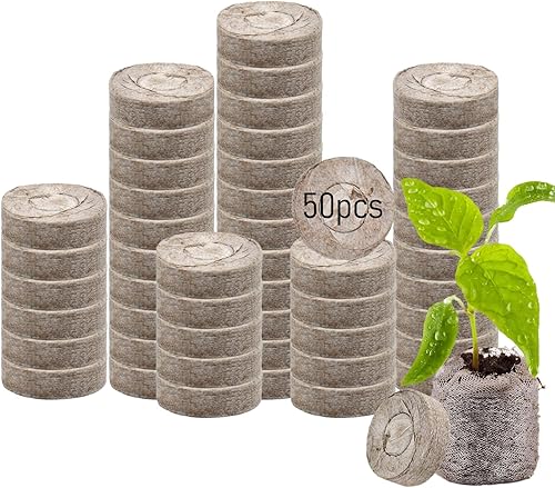 Miniatura 7 de Legigo 50 piezas de pellets de turba de 36 mm para inicio de semillas - Cápsulas de inicio de semillas comprimidas, pellets de inicio de semillas,
