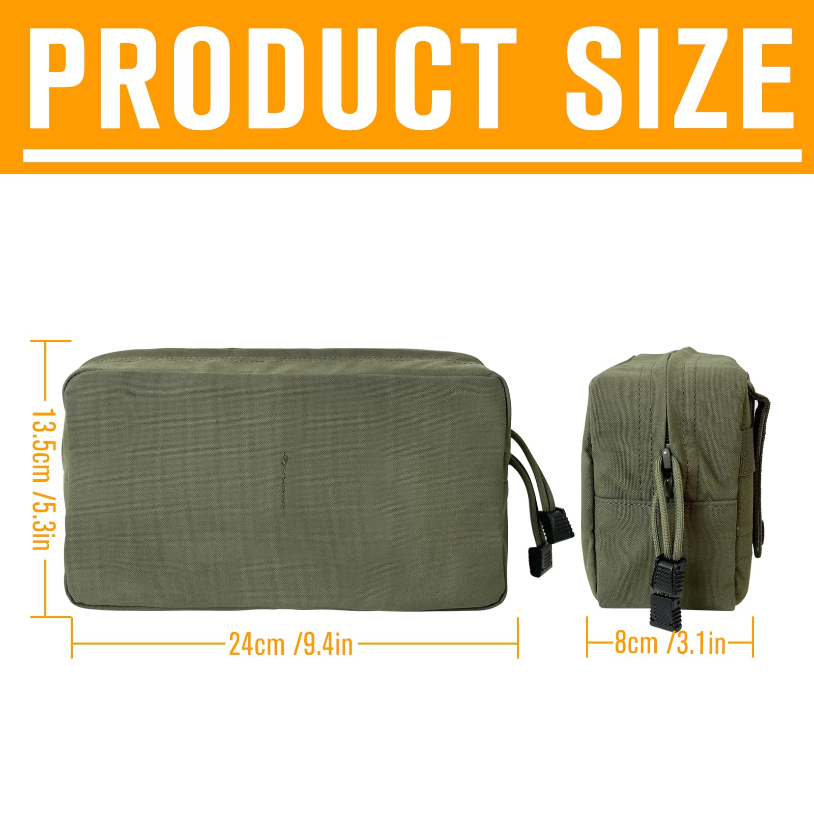 EMERSONGEARS Tactical Molle Admin Pouch 500D Nylon Sub Abdominal Carrying Kit Bag Multi-function Tactical Organize EDC Pouch For Camping Hiking Hunting and Travelling (Ranger Green) - Image 3