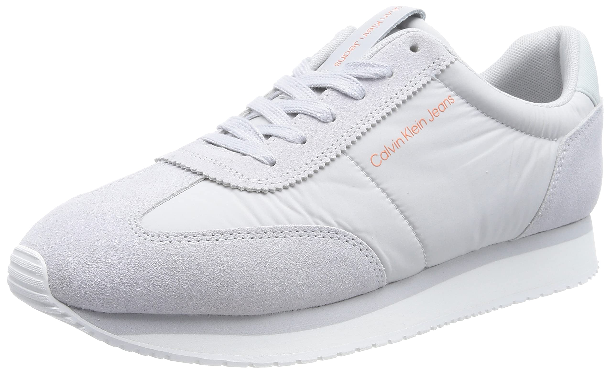 Calvin Klein Jeans Hombre Zapatillas de Running Retro Wingtip Mix Zapatillas Deportivas, Gris (Oyster Mushroom/Grey/Orange), 46