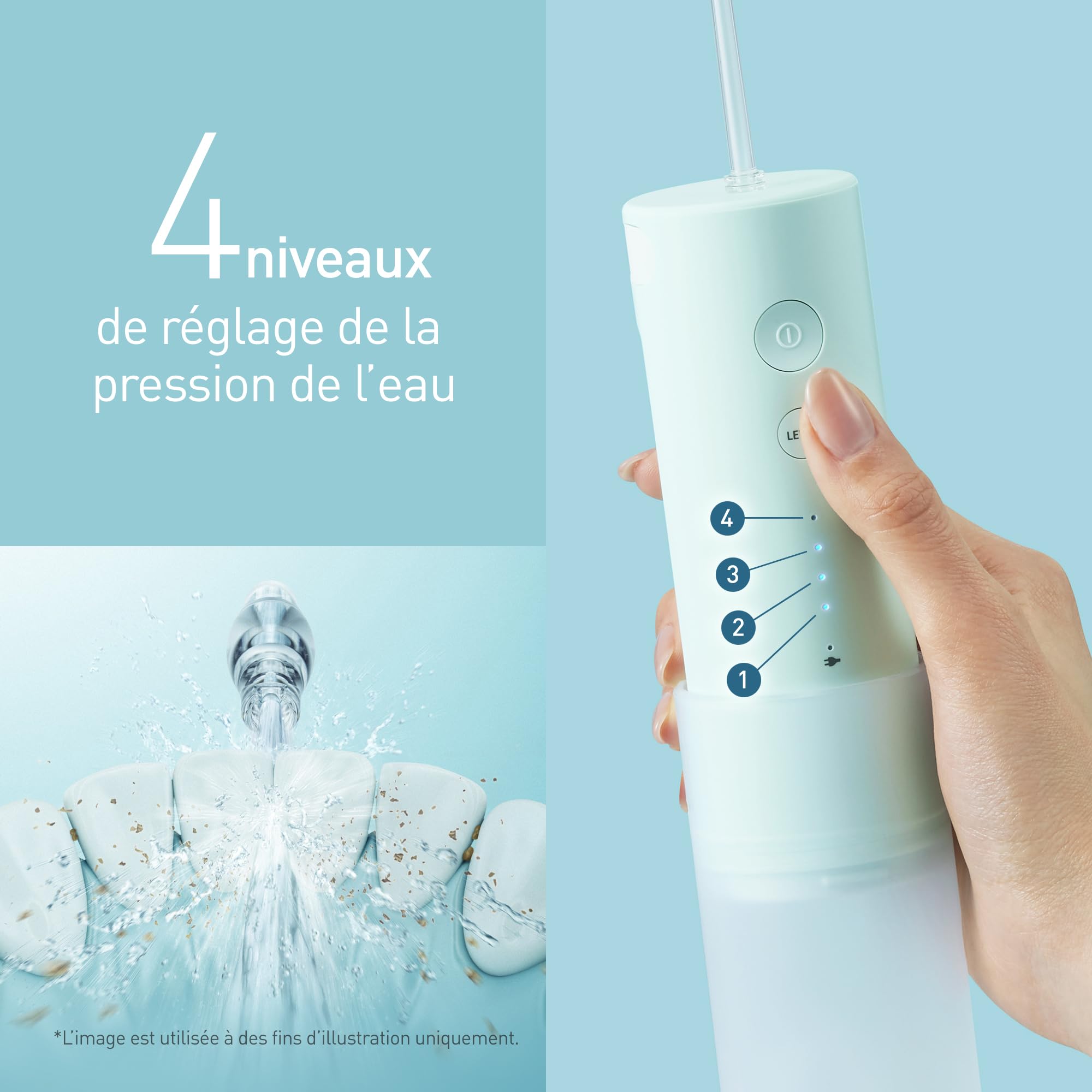 Panasonic EW-DJ4B l’hydropulseur Rechargeable avec Technologie Ultrasonique, Réservoir d'eau de 150 ml, Recharge Rapide en 1 Heure