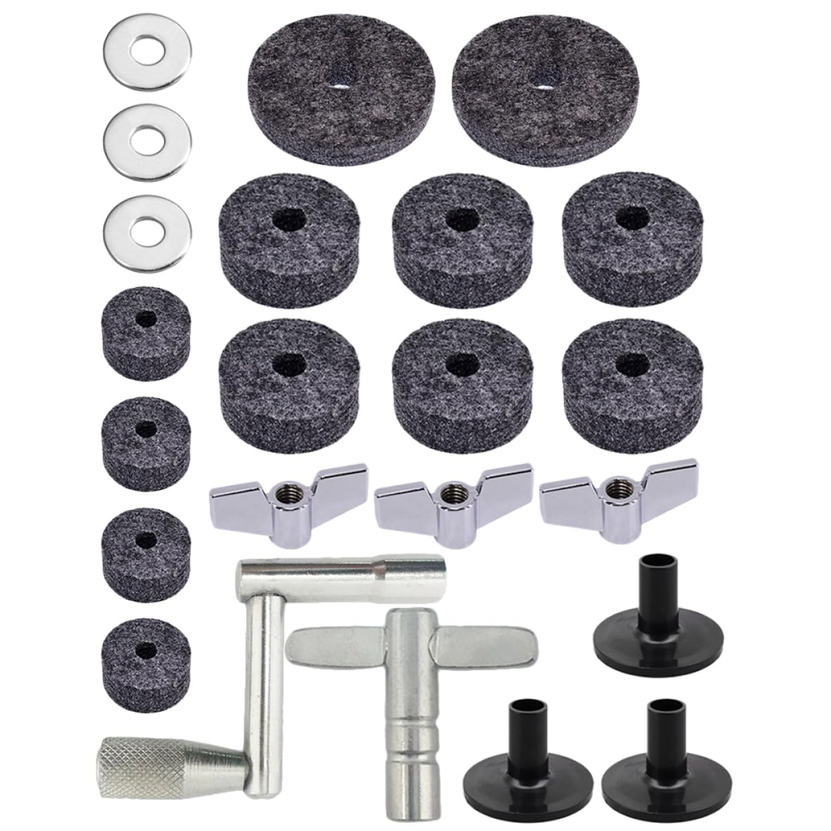 GALPADA 1Set Drum Accessory Kit Antiskid Felt Pads Cymbal Washers Nuts Standard Drum Fittings for Enhanced Performance and Durability Easy to Install present