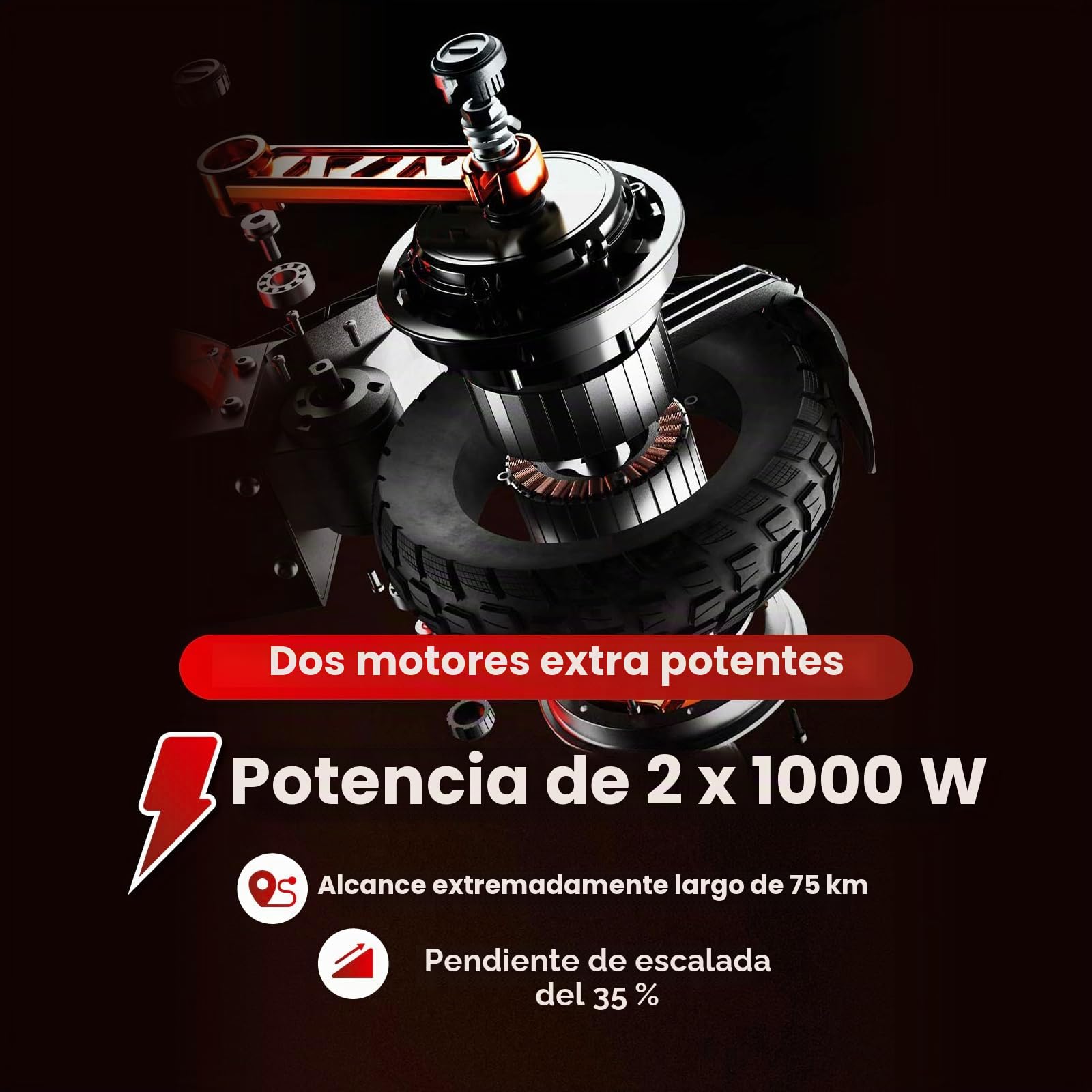 Patinete eléctrico Todoterreno Profesional para Adultos JOYOR Serie S Batería 48 V 13 Ah/60 V 18 Ah Motor 600 W/1000 W*2 Autonomía 50 KM/70 KM Luces de Giro