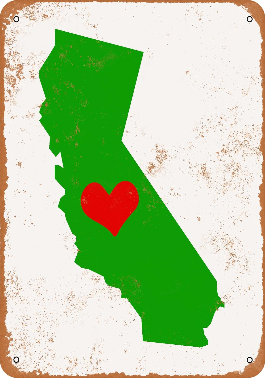 Miaomansenstore Metal Sign - Love Heart California - Vintage Look Home Decor