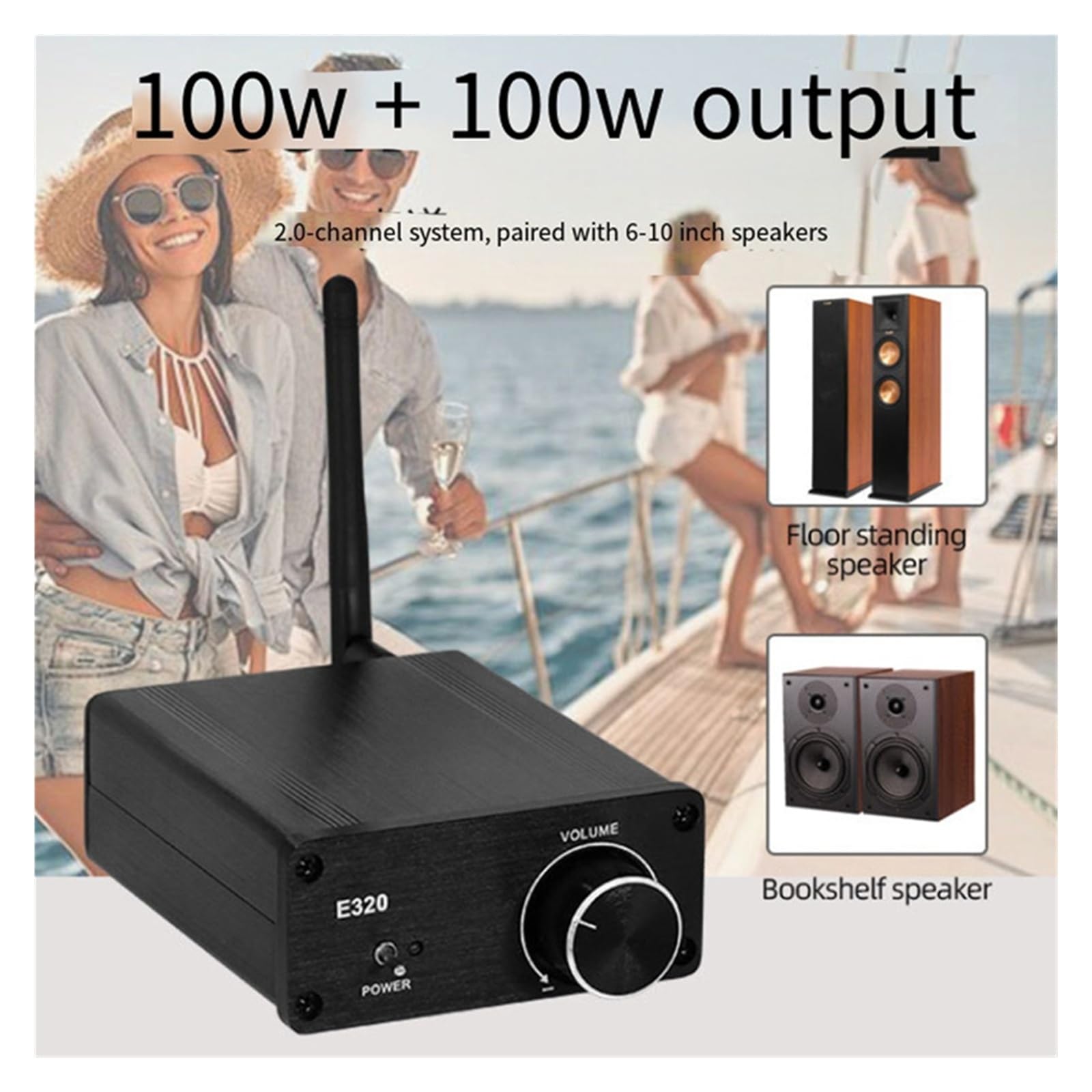 Amplificatore digitale professionale di classe D mini standard da tavolo Bluetooth portatile Hi-Fi da 100 W*2 12 V