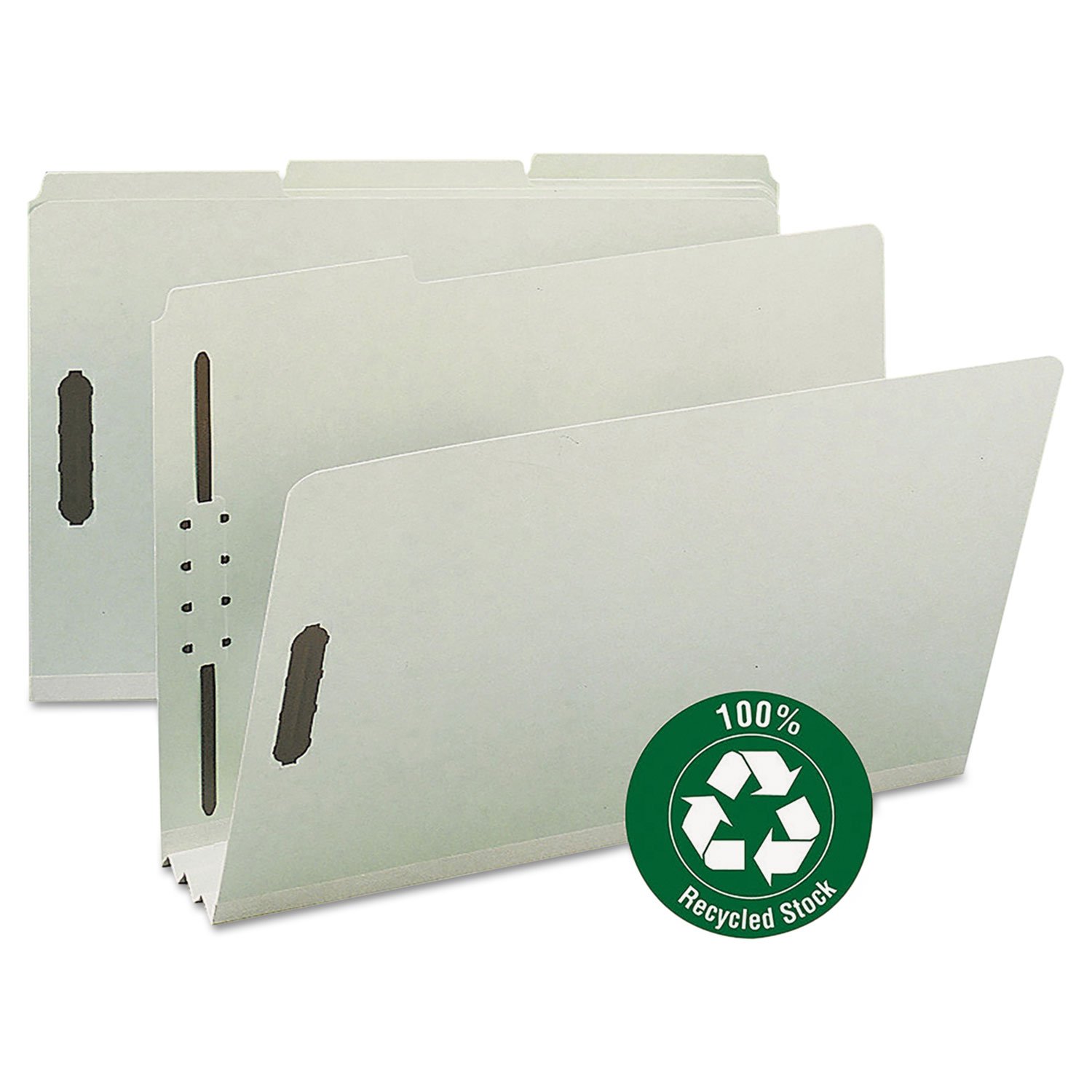 Smead 20005 Recycled Pressboard Fastener Folders, Legal, 3-Inch Expansion, Gray/Green, 25/Box