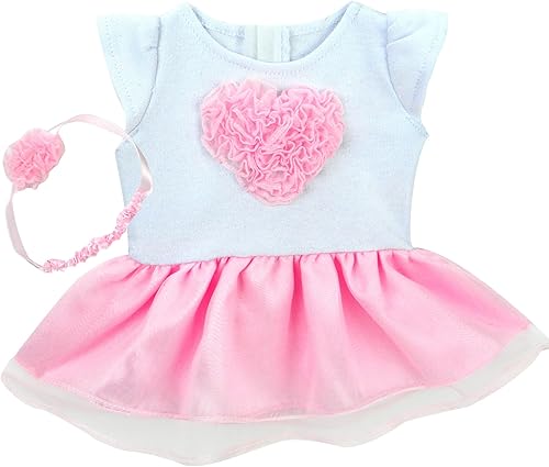 Miniatura 2 de Sophia's Vestido de corazón con falda de tul adjunta y diadema para muñecas de 15 pulgadas, blanco/rosa