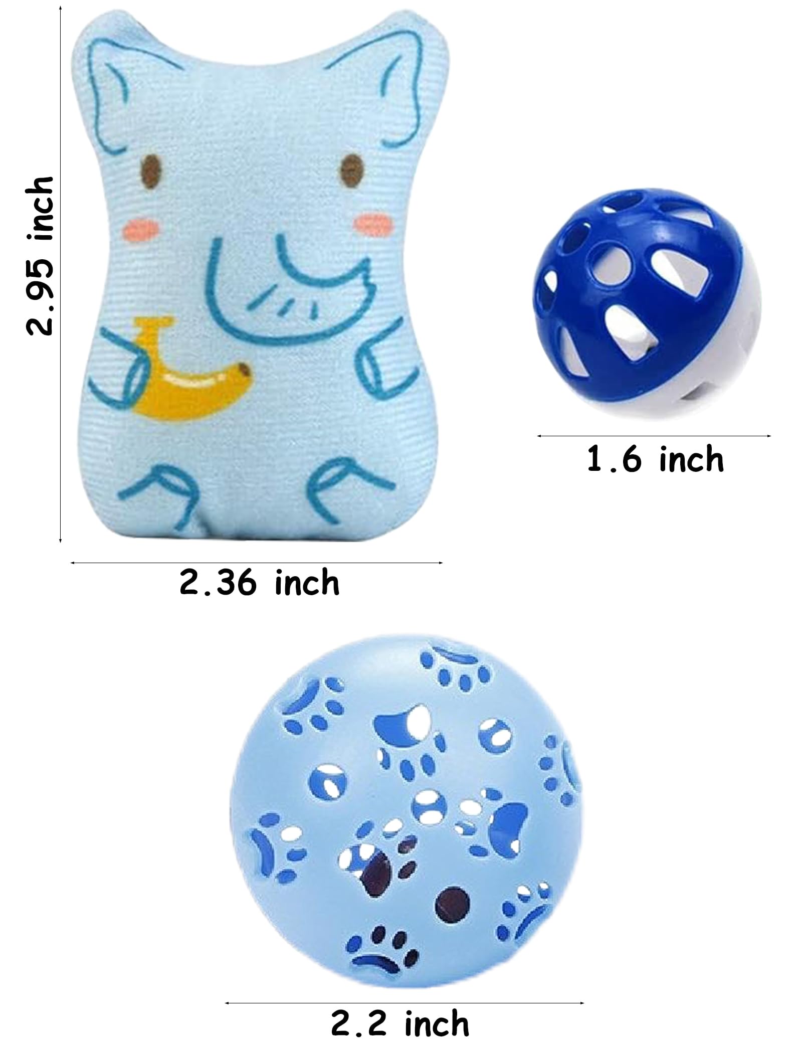 DIYUQISHI 5-Pack Cat Toys with Catnip - Chew Toys for Kittens & Indoor Cats, Includes 2 Cat Balls & 2 Refills (1.5'' - 2.9'', Cat Toys Mega Set)