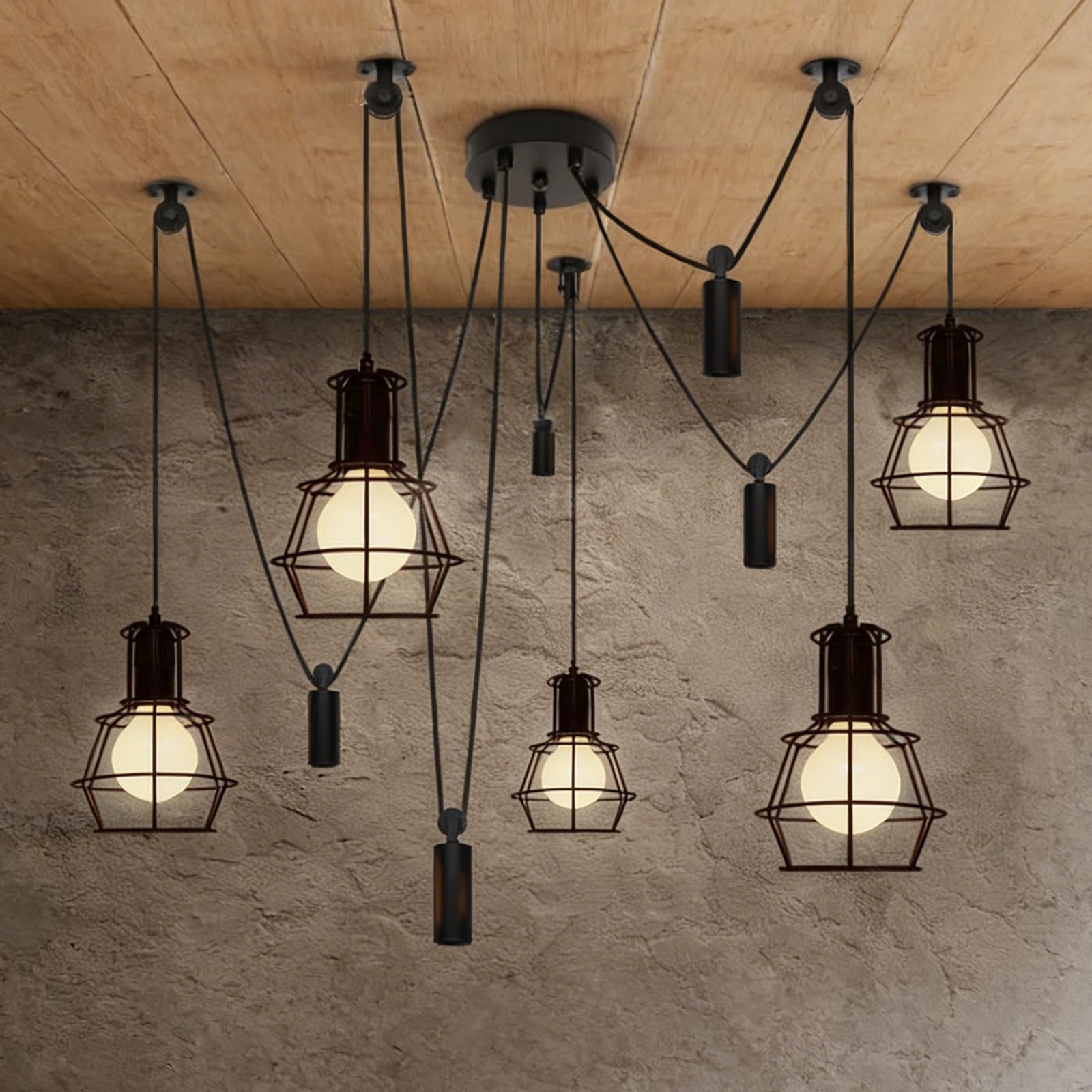 NUOBESTY Ensemble De 2 Poulie Noir pour Lampe Plafond Suspendu de Levage avec Fixation Sécurisée et Installation Simple, pour Salons et Espaces Commerciaux