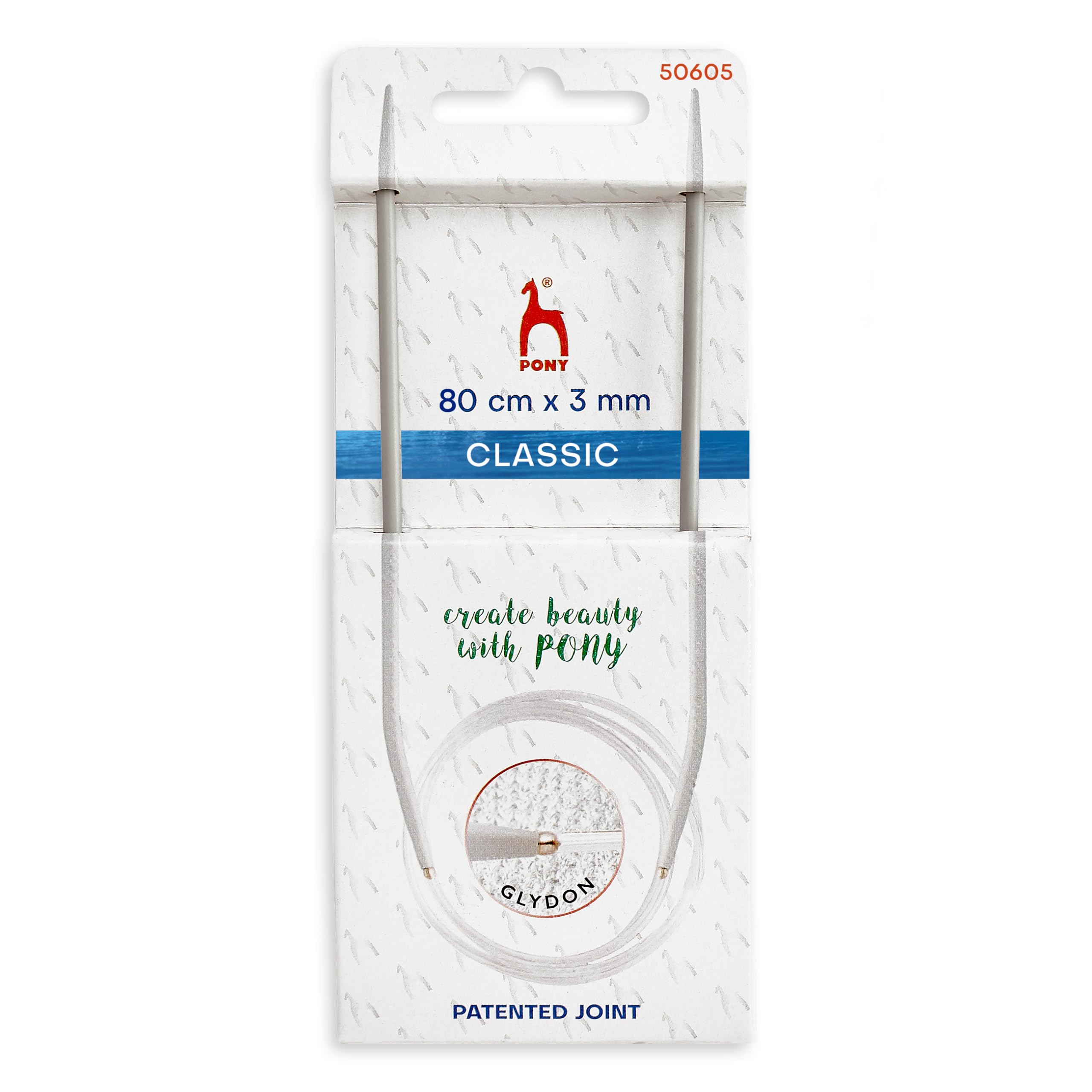 3mm Circular Knitting Needles Pony Classic Fixed Cables- 40cm, 60cm, 80cm, 100cm (80cm Cable)