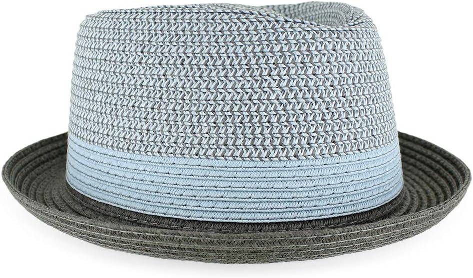 Belfry Men/Women Summer Straw Pork Pie Trilby Fedora Hat in Blue, Tan, Black