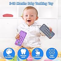 Vista 4 de Juguetes de dentición para teléfonos de bebé para 0-3, 0-6, 6-12 meses Mordedores de teléfono celular de silicona suave para bebés