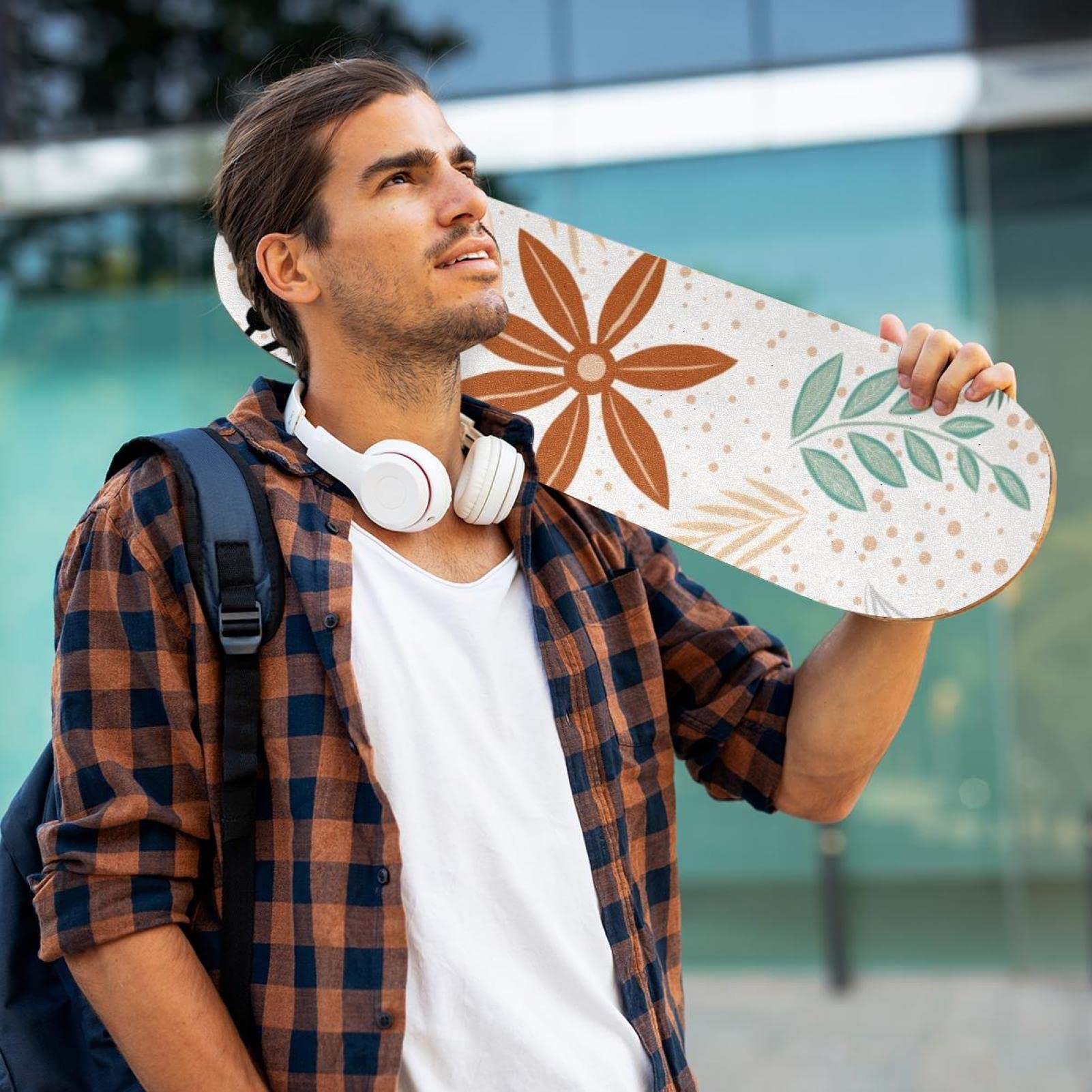 Simple Flower Lot de 2 feuilles de papier abrasif pour planche de skateboard et longboard