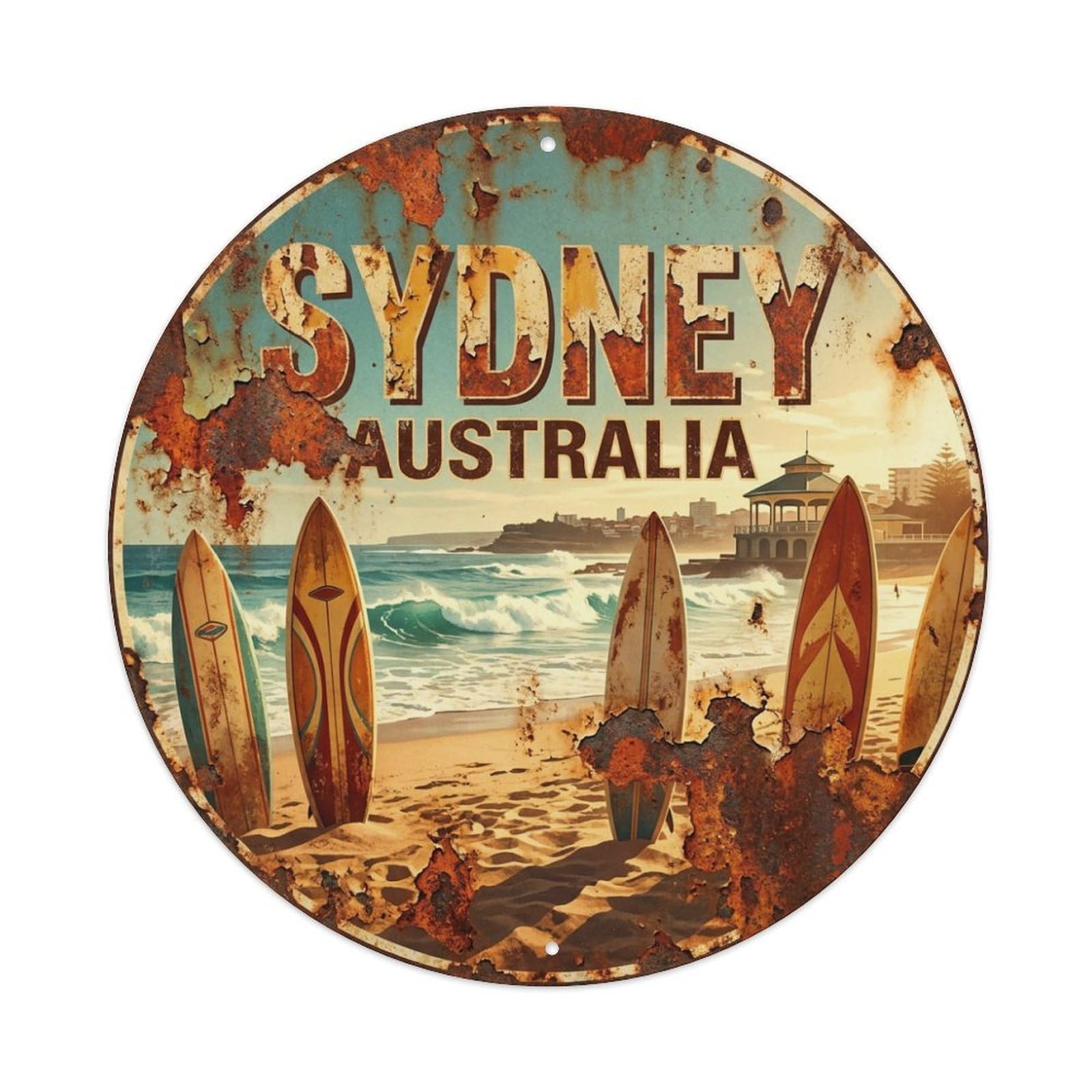 Vintage Travel Sydney Australia Tourist Metal Tin Sign