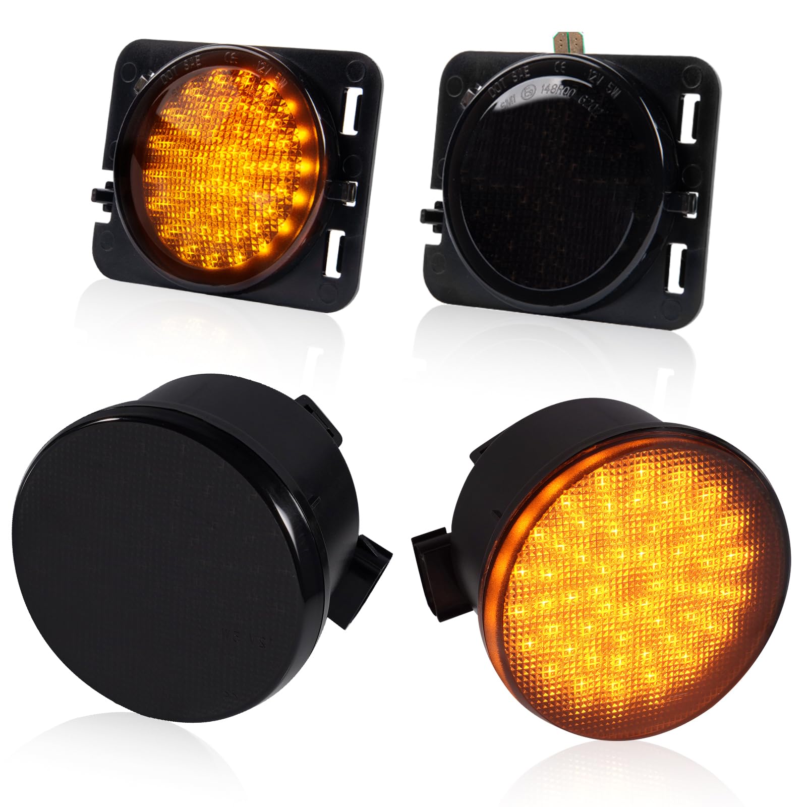 POPMOTORZ LED Luci laterali per J-eep Wrangler JK 2007-2015, LED Frecce Laterali Indicatori di Direzione con Canbus Senza Errori 4014 SMD, 4 Pezzi