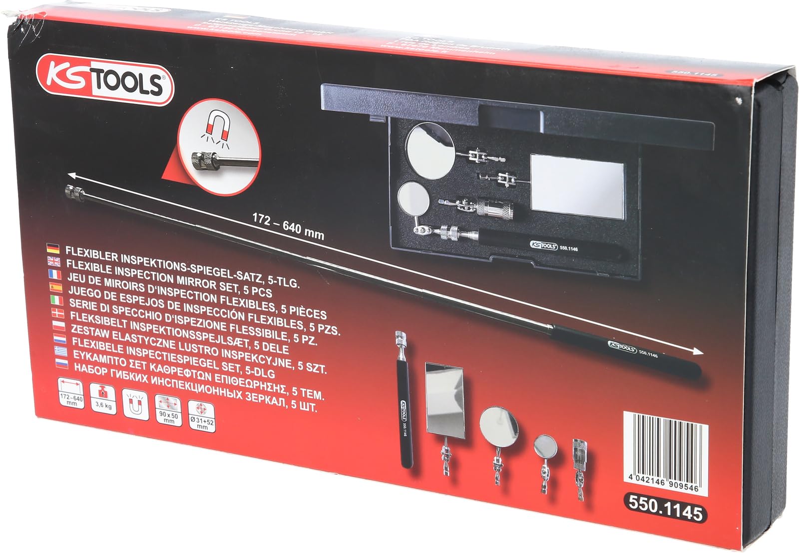 KS Tools 550.1145 zestaw elastycznych lusterek inspekcyjnych, 5-częściowy