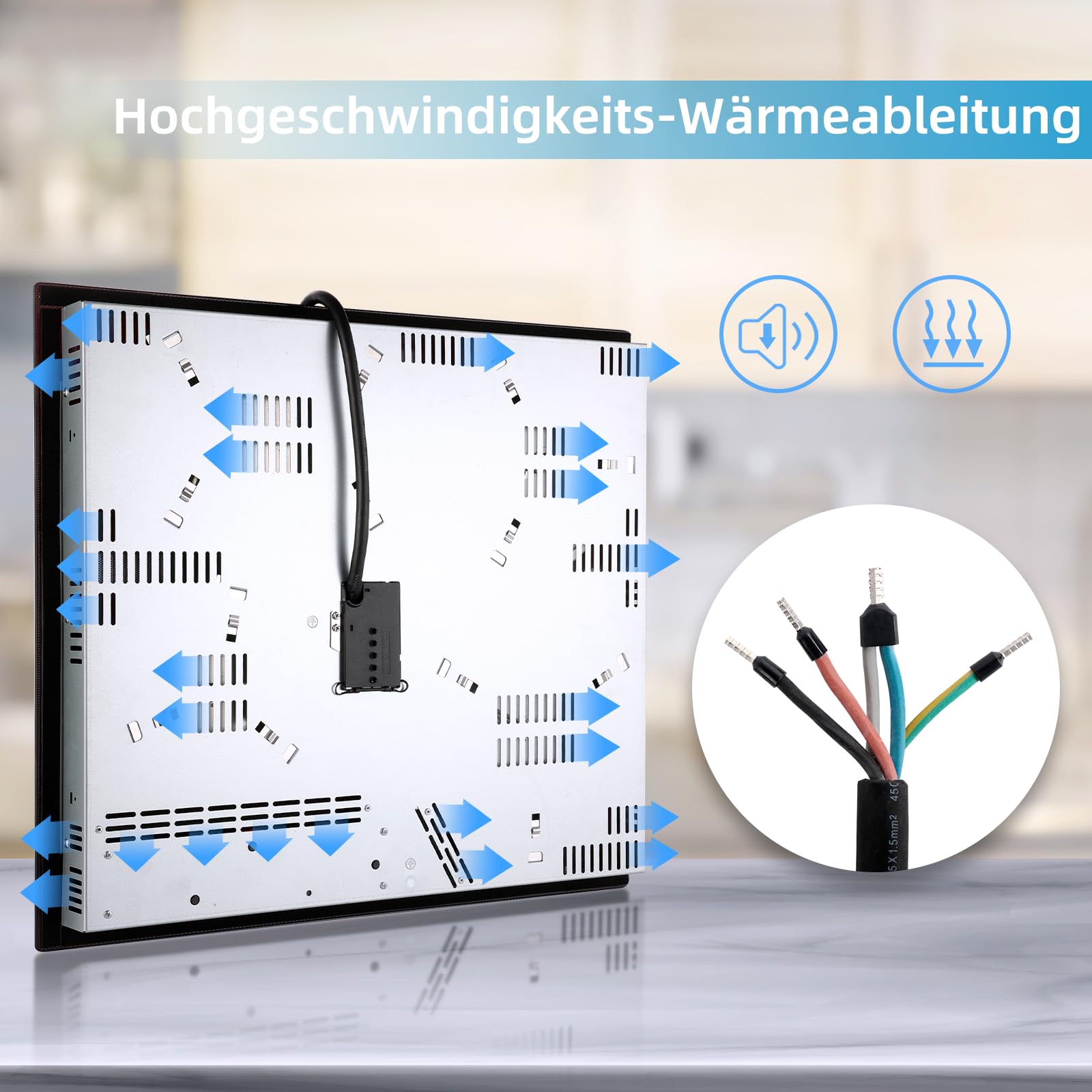 Glaskeramikkochfeld 4 platten, WEHIMO Glaskeramikkochfeld 60cm, 7200W, 4 Kochzonen mit dualkochzone, 9 Stufen, Kindersicherung, Timer, Einbau Rahmenlos Keramikkochfeld, Geeignet für Alle Töpfe