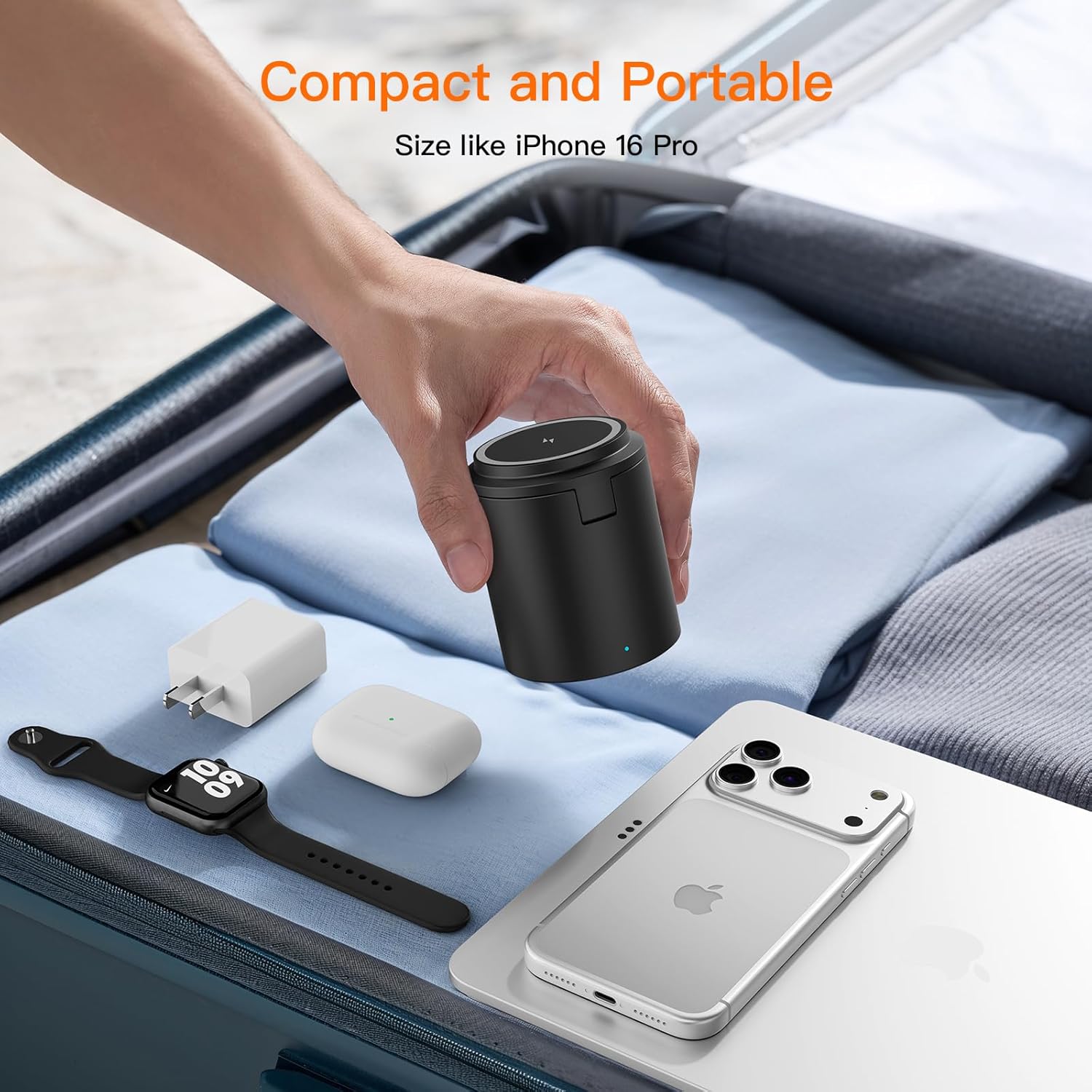 2026 Foldable 3 in 1 Wireless Charging Station,for Apple Magsafe Charger Stand,Fast Magnetic Wireless Charger Station for iPhone 1716 15 14 13 12 Series,Airpods Pro,Apple Watch Ultra Series(Black)