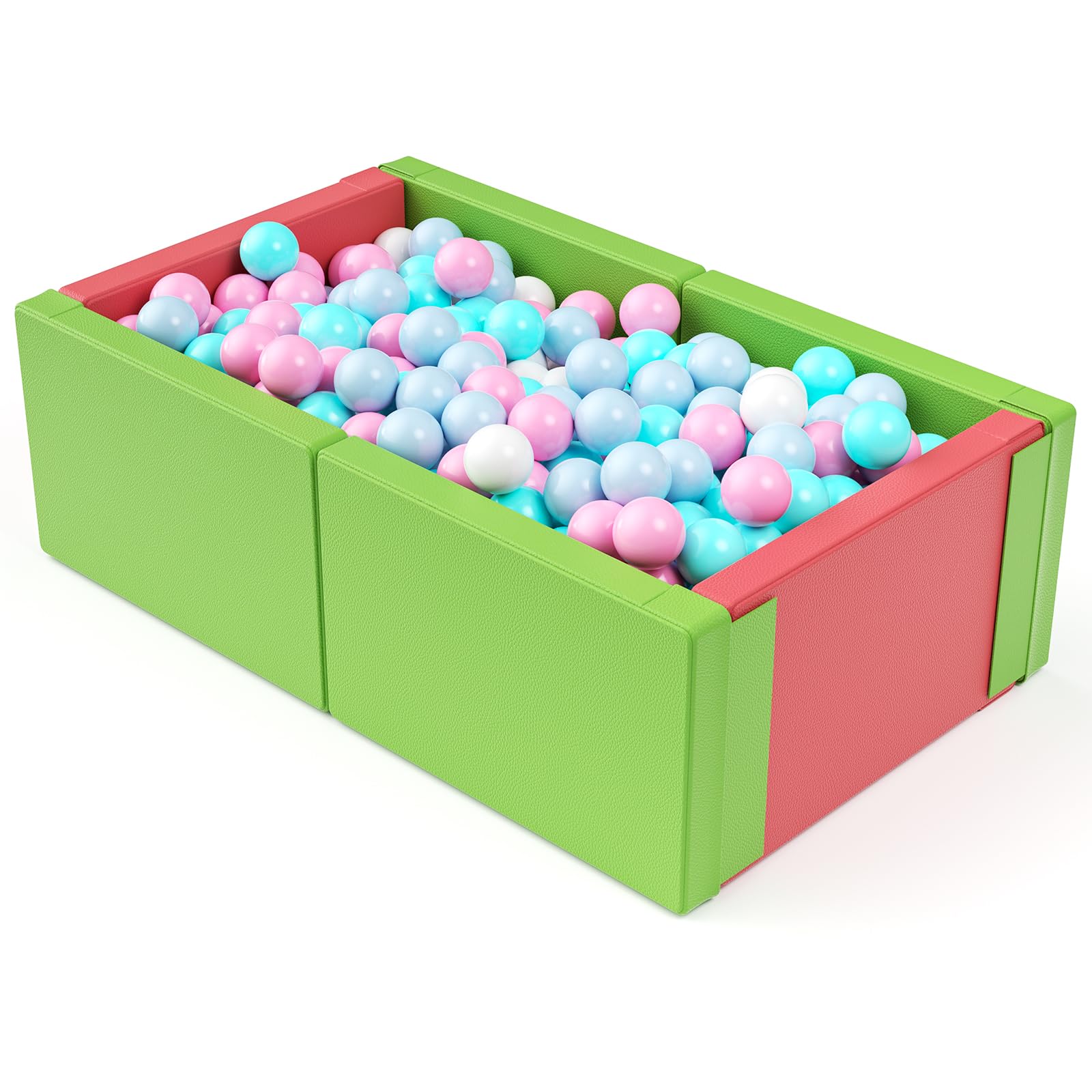 Bällebad, Quadratischer Ballpool, 90x56x56cm, Bestehend aus hochdichter Perlenbaumwolle, langlebig und formbeständig wasserdichte und rissfeste PU-Lederhülle