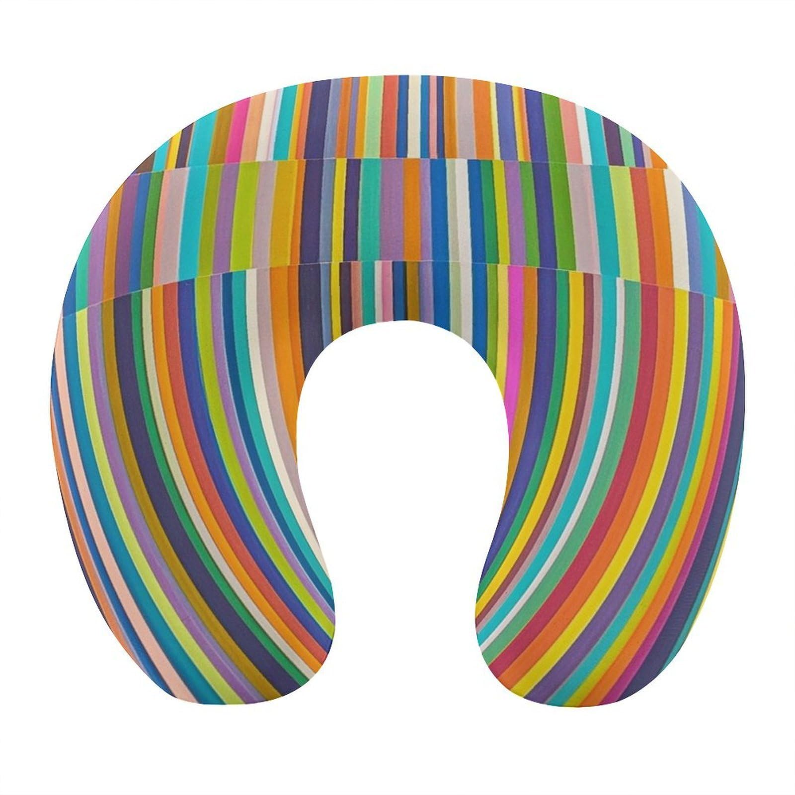 MUSM Stripes Travel Pillow for Sleeping Comfortable Portable U Shaped Pillows for Airplane Car Train Lightweight Memory Foam Neck Pillow for Home Office Travelling