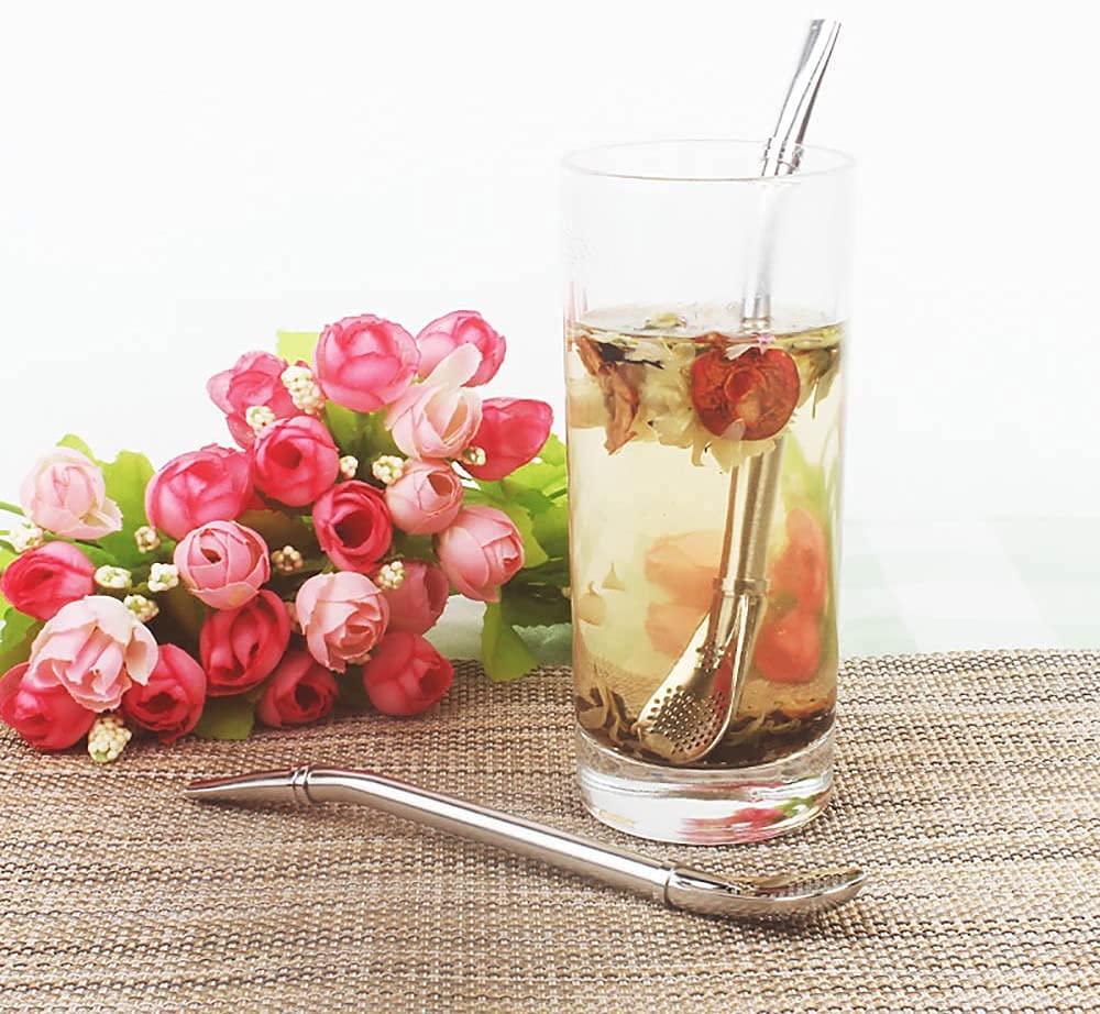 Bombilla Yerba Mate Straws, 3 Pack Reusable Colorful Tea Coffee Cocktail Stainless Steel Bent