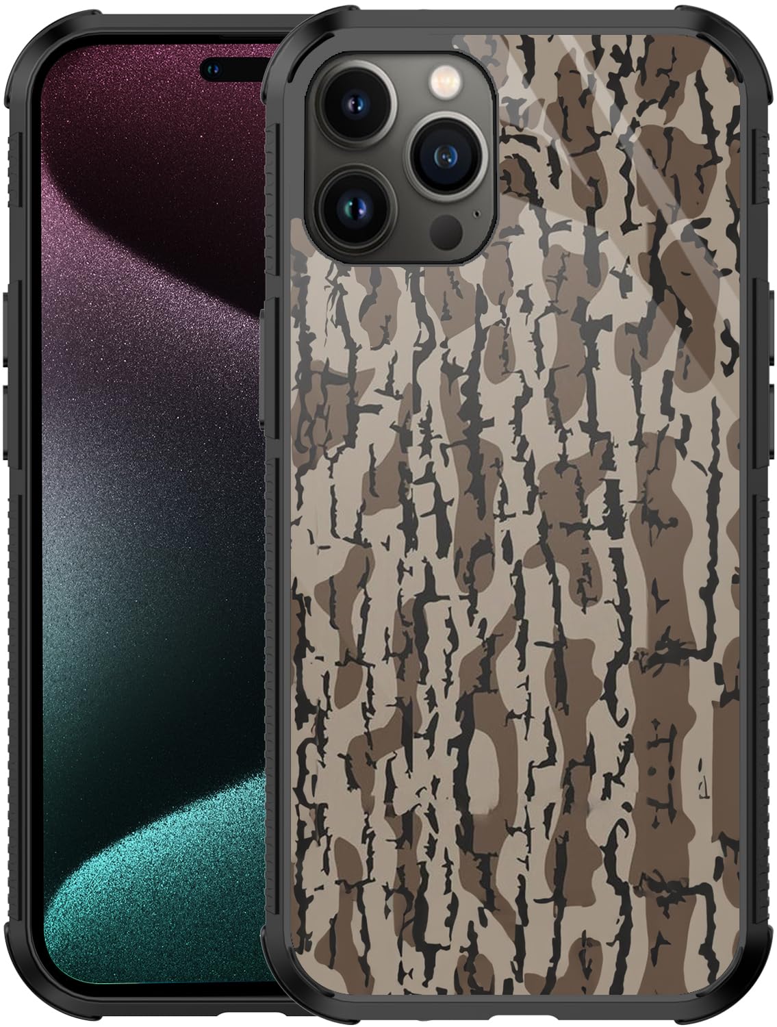 Generic Case Compatible with iPhone 15,Camo Leaf Case for iPhone 15 Design for Men Boys [Anti-Scratch] Non-Slip+Shockproof Rugged TPU Protective Case