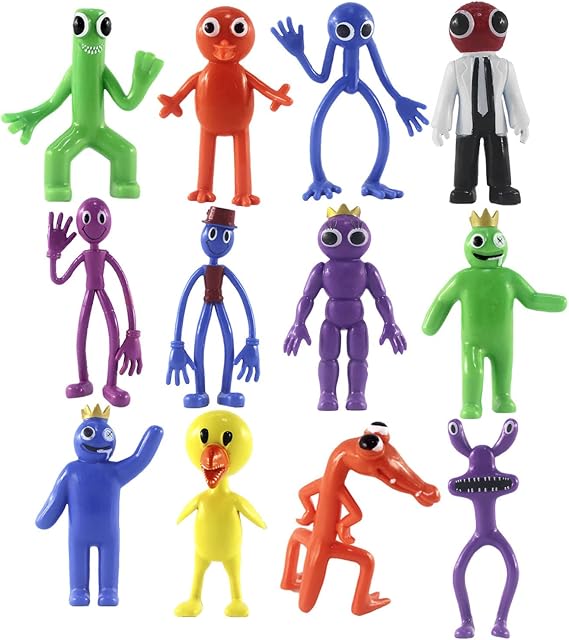 BOBT Rainbow Friends Figures Set, 12pcs Popular Game Cartoon Characters Statue, 8.5-11.5cm/3.3-4.5in Model Figure Ornaments, Rainbow Friends Game Character Hand Model, for Game Fans