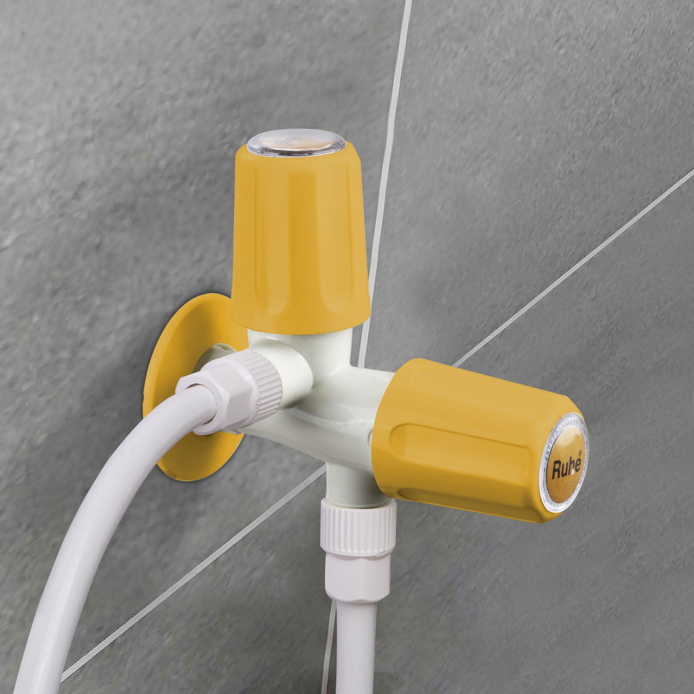 Ruhe PTMT/Plastic Gold Round Collection 2 In 1 Angle Cock Double Handle with Wall Flange (Ivory Colour) (B0BNXN2SH4) Amazon Price History, Amazon Price Tracker