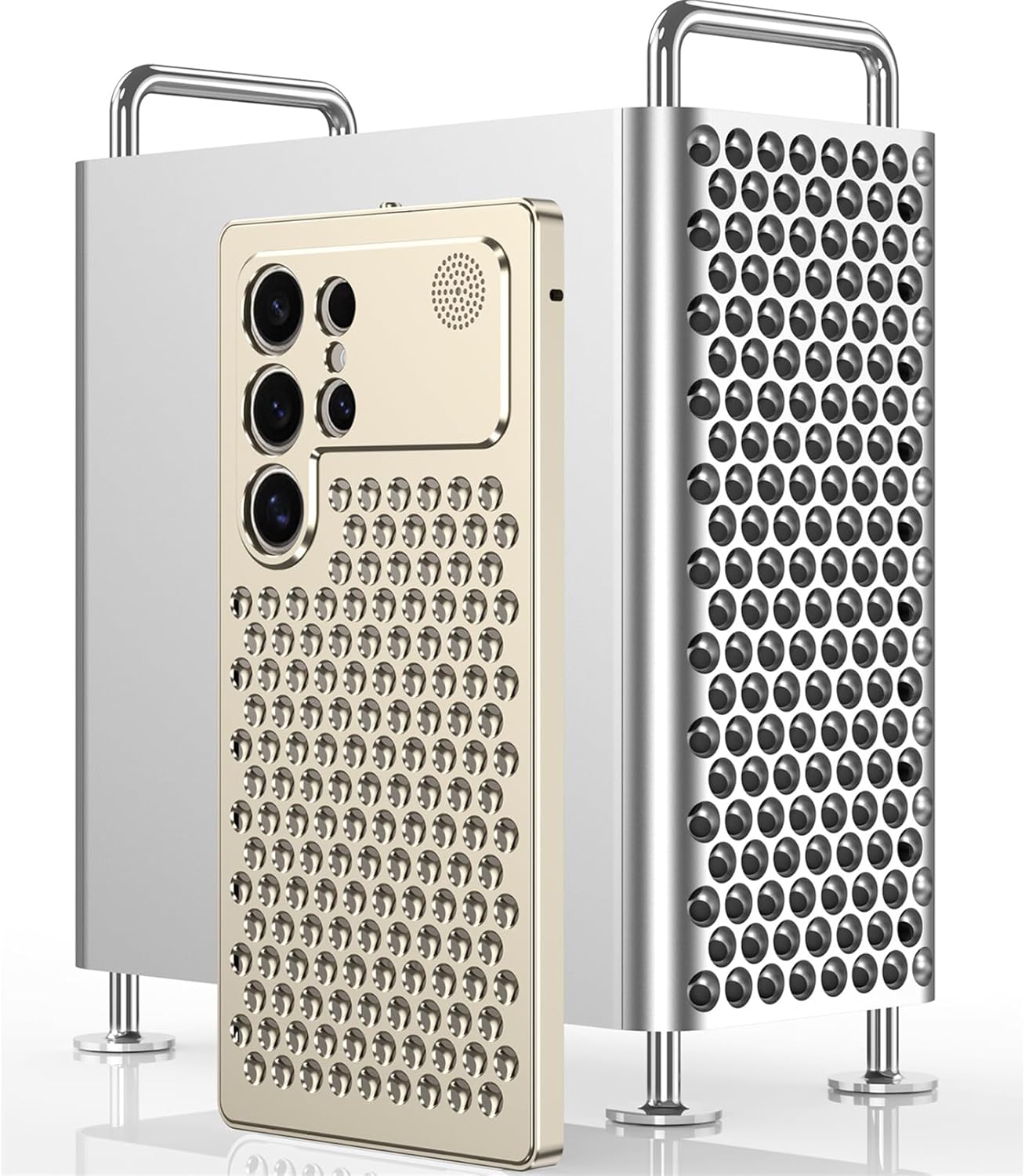 DAYJOY Premium Aluminum Heat Dissipation Cool Case Cover Compatible with Samsung Galaxy S25 Ultra, Luxury Honeycomb Style Metal Breathable Hollow Shockproof Anti-Scratch case (Golden)