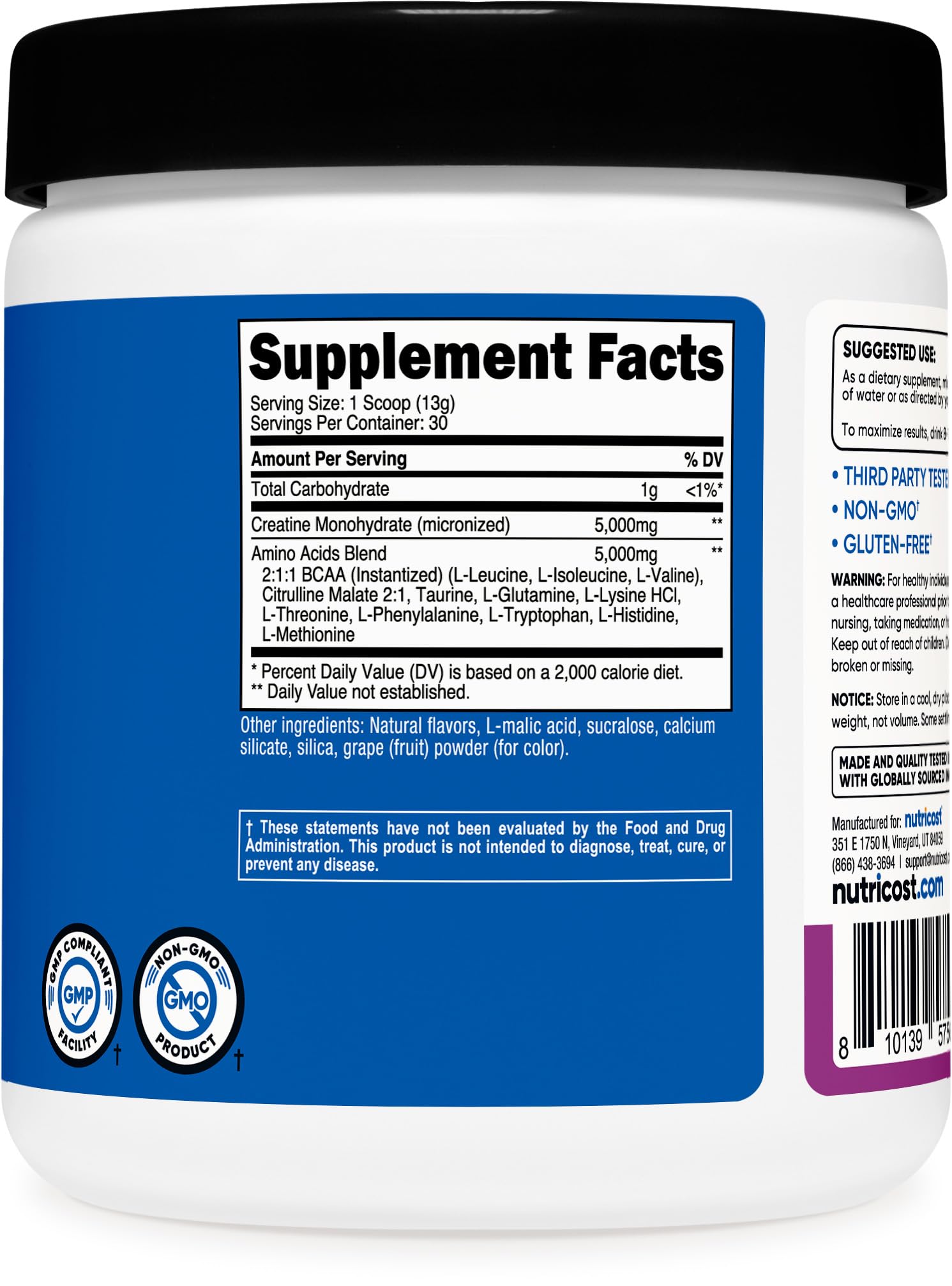 Nutricost Creatine + Aminos Powder (Grape) 30 Servings, Gluten-Free — Amazon image 5