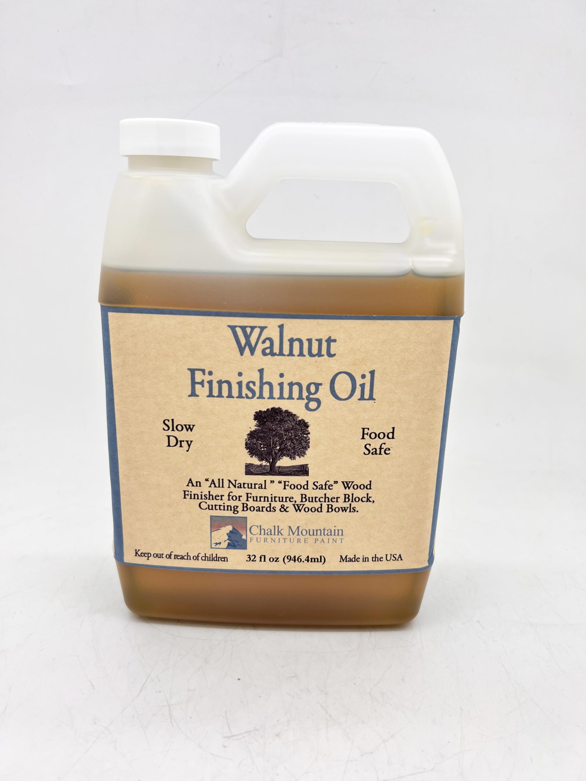 All-Natural Walnut Oil Wood Finisher, Restorer and Sealer. Food Safe Preserve & Beautify Unfinished Wood - 32 Fl oz