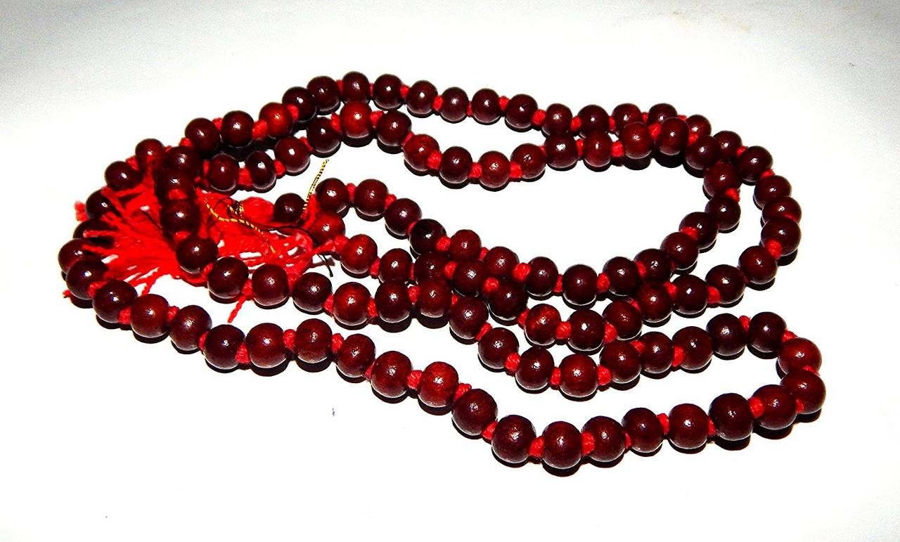 Divine Shoppe 100% Natural Red Sandalwood Lal Chandan Mala 108+1 Bead