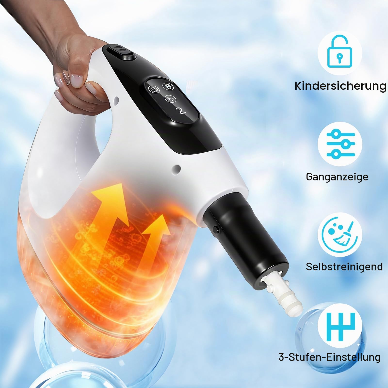 Multifunktionaler Dampfreiniger & Wischmopp, 15S Schnelle Aufheizung Dampfwischer, 230°F Heißdampf, Dampfreiniger & Dampfbesen für Alle Böden, Teppiche, Fenster, Badezimmer und Küchen