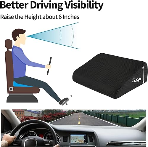 Miniatura 2 de HOMBYS Cojines de asiento de automóvil de espuma viscoelástica para personas bajas, asiento elevador de automóvil para conductores cortos, asiento