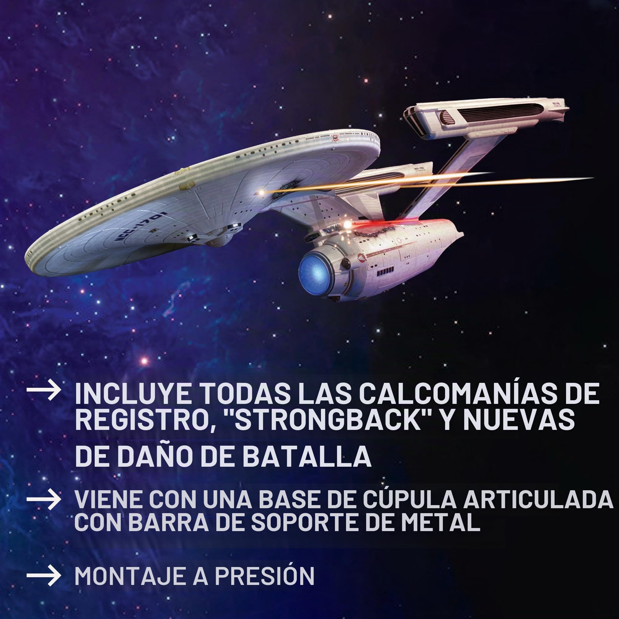 Polar Lights- Star Trek 1/1000 USS Enterprise Refit Wrath of Khan SnapIt 1:1000 EE.UU NCC-1701-Refit-Wrath Edition, Color Gris (Round 2,LLC POL974)