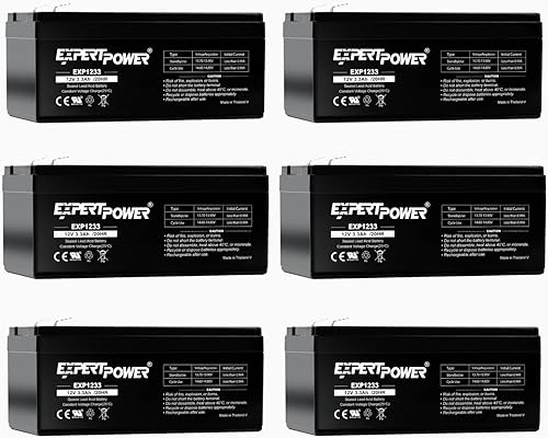 ExpertPower Paquete de 6 baterías de plomo ácido selladas recargables de 12v 3.3ah