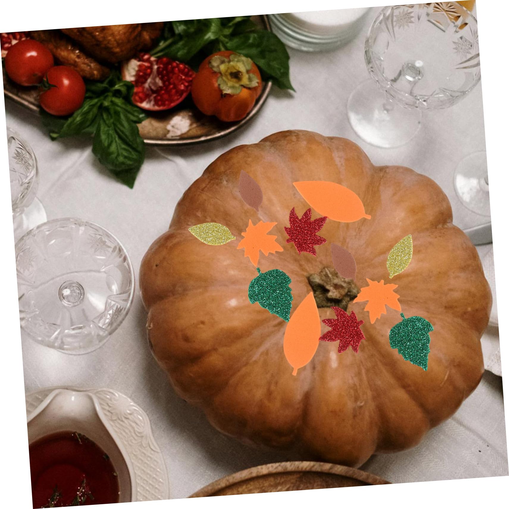 2500 Stk künstliche Herbstahornblätter Herbstfest Dekoration Herbstlaubdekorationen glitzernde Ahornblätter Gefälschte Herbstblätterdekorationen hochzeit deko pflanzen Schaum Abaodam