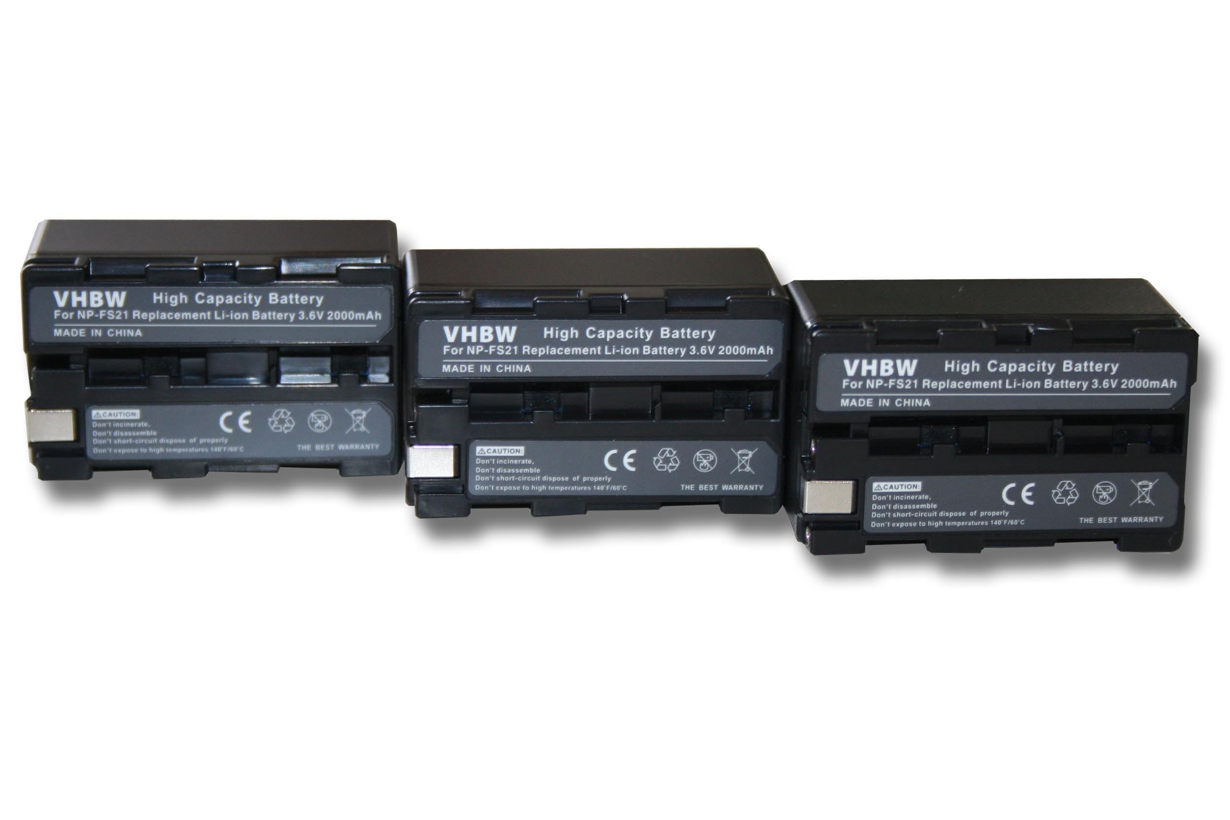 vhbw 3x Batteria 2000mAh (3.6V) Set per Camcorder Fotocamera Sony sostituisce Sony NP-F10, NP-FM10, NP-FS10, NP-F11, NP-FM11, NP-FS11, NP-FS20.