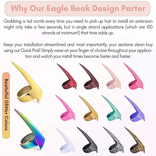 Miniatura 7 de Anillos profesionales para separar y seccionar el cabello, herramientas de acero inoxidable para trenzar el cabello para pelucas de rastas