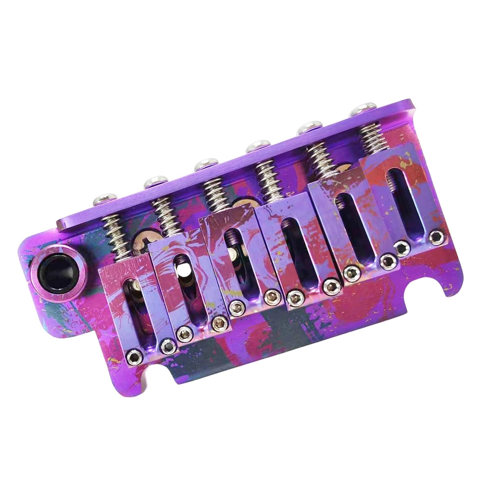 Puente De Aleación De Titanio Base De Latón Guitarra Eléctrica Pequeño Doble Trémolo Pieza Trasera Plana | Puente de guitarra(Purple)