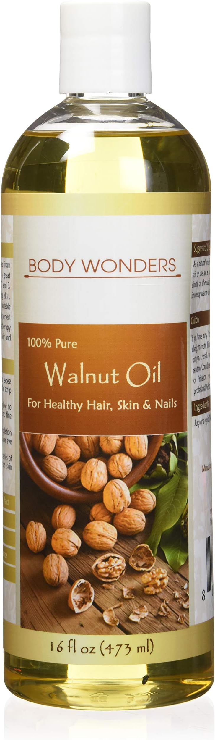 Body Wonders Walnut Oil *16 Fl Oz* *Hexane Free* Supports Healthy Hair, Skin & Nails