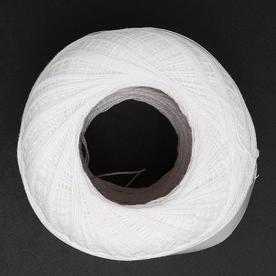 Crochet Thread Size 10 Mercerized 100% Long Staple Cotton Crochet Yarn, a Strong 3 Ply Ball for Projects Like Doilies, Tatting and Fine Crafts (6602 Milky White)