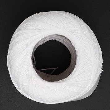 Crochet Thread Size 10 Mercerized 100% Long Staple Cotton Crochet Yarn, a Strong 3 Ply Ball for Projects Like Doilies, Tatting and Fine Crafts (6602 Milky White)