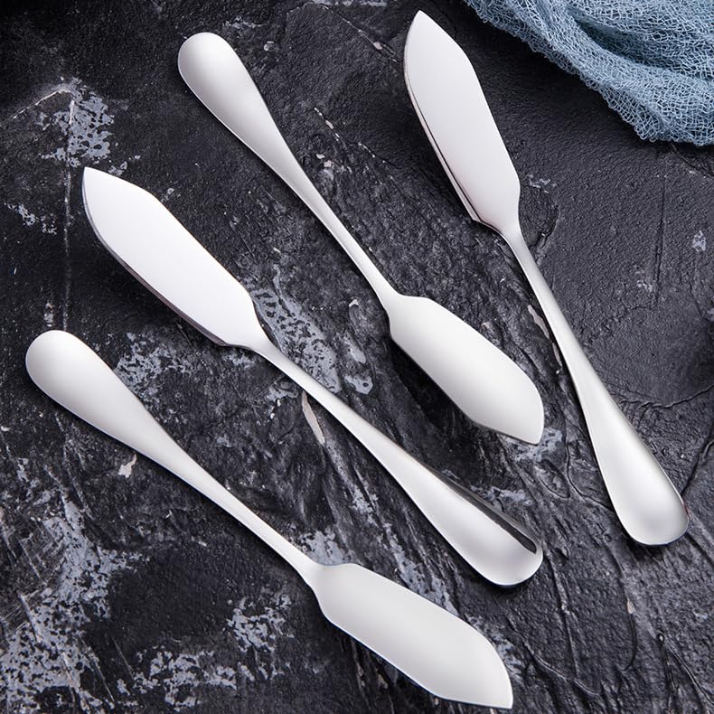 ONUIFIKE Silverware Set, 1/4/6/8/10 Pieces Stainless Steel Butter Knife Jam Butter Knife Tableware Butter Knife Baking Tools, Home Cutlery Flatware Set (Color : Silver, Size : 1Pc)