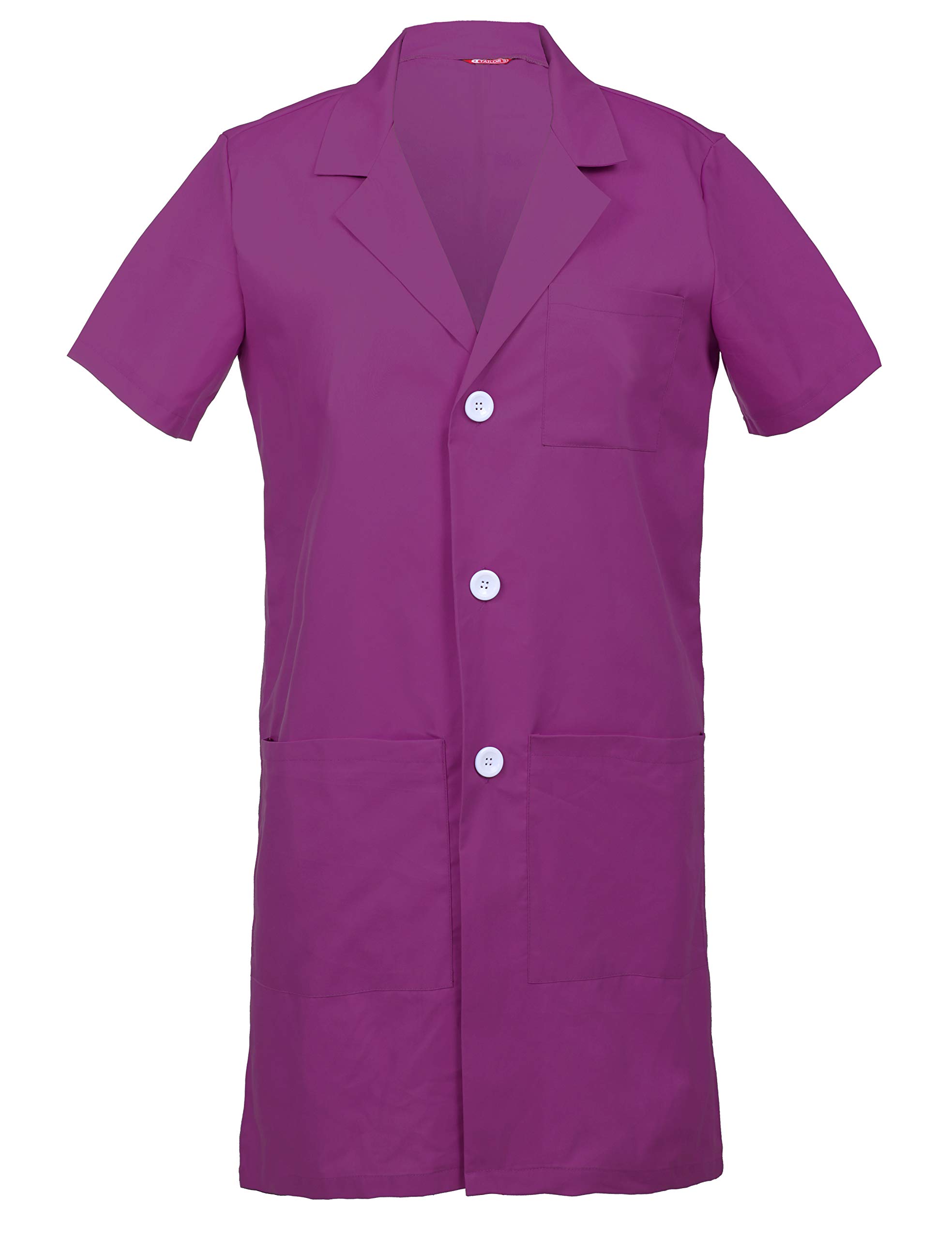 Tailor's Men's Eggplant Short Sleeves Lab Coat Laboratory Doctor Workwear