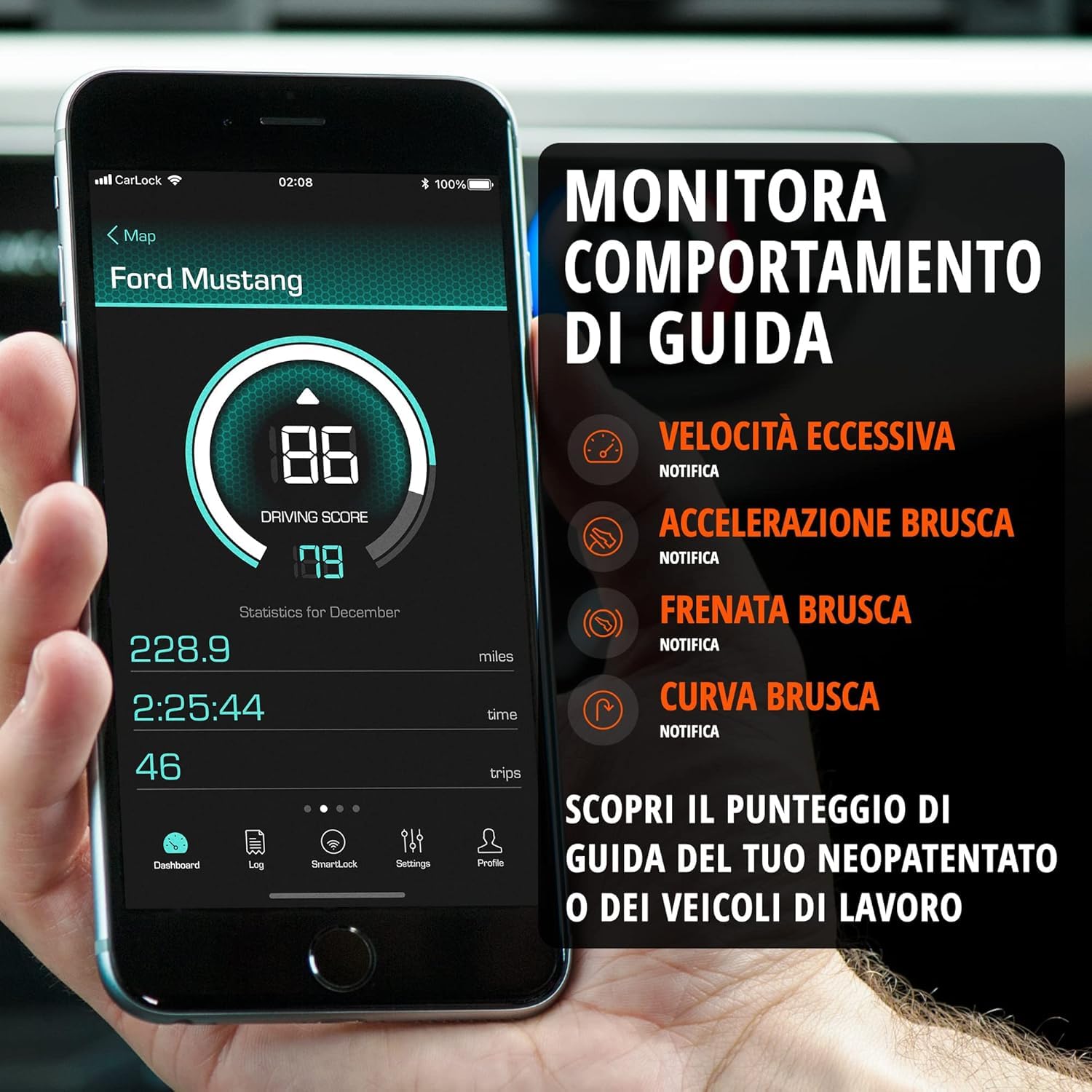 CARLOCK: Antifurto Auto, 4G GPS Tracker in Tempo Reale con Sistema di Allarme tramite Smartphone, con Dispositivo e App, Preciso e Facile da Usare