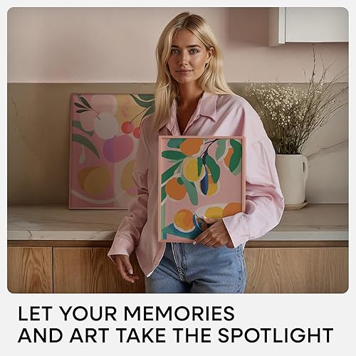 Miniatura 2 de Homeforia - Marco metálico color oro rosado de 12 x 16pulgadas con paspartú de 12 x 9pulgadas, marco de aluminio con vidrio templado, gancho de