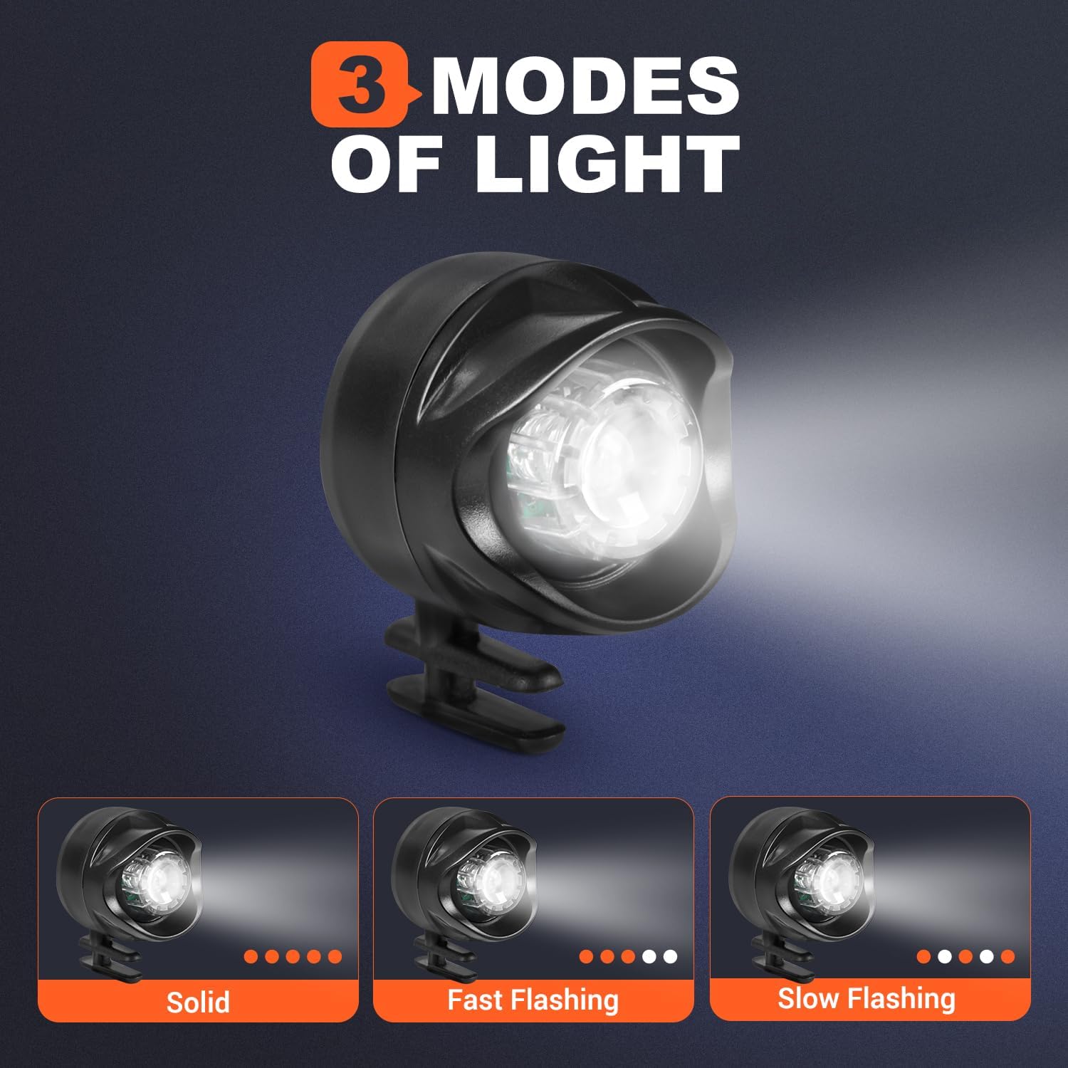 Addmotor Rechargeable Croc Headlights, 2Pcs, Black, Waterproof, Battery Powered, 10000 Hours Reusable, 3 Light Modes, IPX5, Bright, Portable, Durable