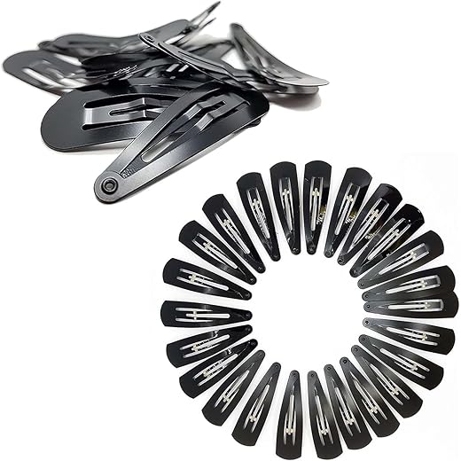 TEMPERIA Tic Tac Hair Clips for Girls (Pack of 12 pcs) (5cm) (Matte Black) - Tik Tak Pins for Women